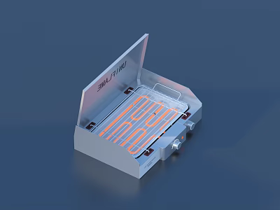 White Household Electric Heating Plate With Open Lid And Orange Heating Elements 3d model