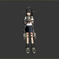 Anime Style Game Movie Character With Long Hair Wearing School Uniform And Mechanical Armor