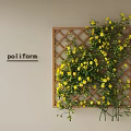 Wall Mounted Wooden Lattice Flower Rack With Blooming Yellow Flowers