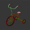 Classic Red Tricycle With White Seat Silver Handlebar And Black Wheels Design
