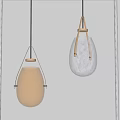 Two Modern Pendant Lights With Brass Frame And Textured Glass Shades 3d model