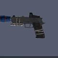 Custom Modified Gun With Blue Orange Components Straps And Black Body 3d model