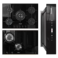 Modern Black Gas Stove With Multiple Burners And Control Panel Design 3d model