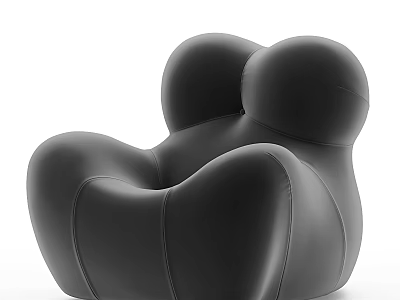 Modern Black Leather Single Sofa With Unique Rounded Shape And Comfortable Design 3d model