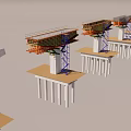 Bridge Construction Project With Concrete Piers Scaffolding And Support Structures 3d model