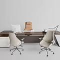 Office Desk Setup With Ergonomic Chairs White Computer Monitor Cabinet And Desk Lamp