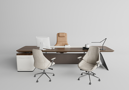 Modern office desk and chair solid wood class desk and chair boss office desk and chair combination 3d model