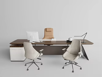 Modern office desk and chair solid wood class desk and chair boss office desk and chair combination 3d model