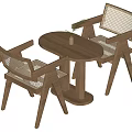 Quiet Rattan Style Casual Table and Chair Combination 3d model
