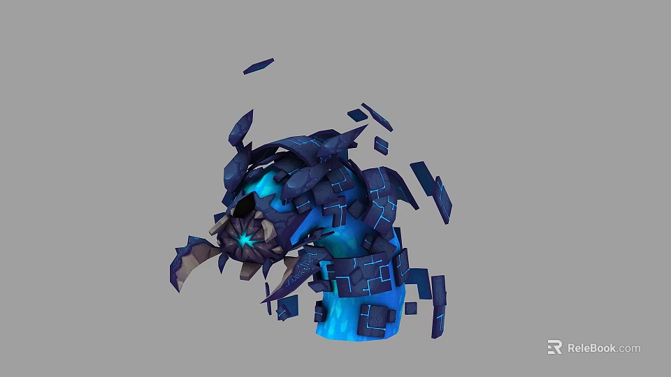 Mechanical Sci Fi Creature Design With Blue Glowing Elements And Fragmented Structure Details 3d model