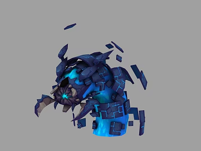 Mechanical Sci Fi Creature Design With Blue Glowing Elements And Fragmented Structure Details 3d model