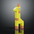 Building Blocks Giraffe Figure In Yellow And Orange With Segmented Body And Eyes