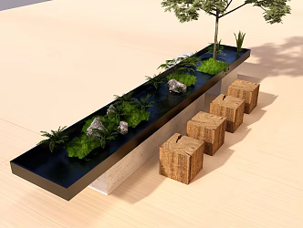 Modern Outdoor Chair Landscape Seat Landscape 3d model