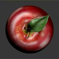 Ripe Shiny Red Apple With Green Leaf On Dark Studio Background