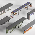 Modern Bus Station Designs With Various Roof Structures Seating And Information Boards