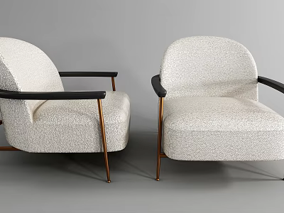 Elegant Modern Accent Chairs With Textured White Fabric Black Armrests And Gold Legs 3d model