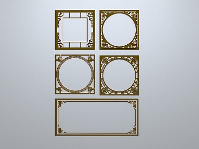 Chinese-style window grilles line silhouette pane window sill border engraved window edge strip construction 3d model