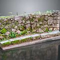Ancient Stone Wall With Moss Covered Surface And Stone Steps Design 3d model