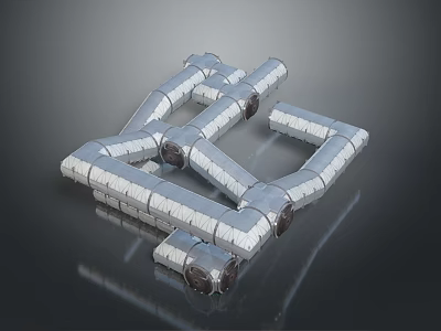 Foldable Household Storage Rack With Silver Metal Tubes And Brown Connectors 3d model
