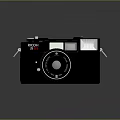 Stylish Black RICOH Digital Camera With Vintage Design And Classic Lens