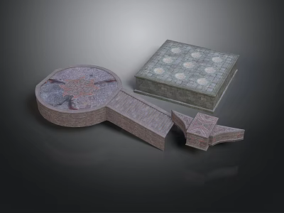 Traditional Architectural Structural Elements With Intricate Carved Patterns And Geometric Details 3d model