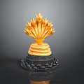 Gold Trophy With Black Base And Flame Shaped Decorative Design Elements 3d model