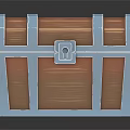 3D Rendered Wooden Treasure Chest With Blue Metal Straps And Lock