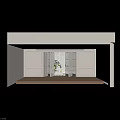 Glass Folding Doors In Modern Interior Design With White Walls And Green Plants