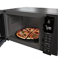 White Countertop Microwave Oven With Pizza Inside Modern Kitchen Appliance 3d model