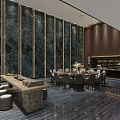 Luxury Private Box Interior With Marble Walls Wooden Decor And Dining Table