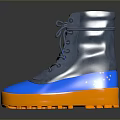Stylish Blue And Orange Boots With Laces Orange Sole And Waterproof Upper