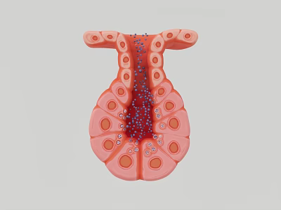 3D Medical Device Model of Organ Structure With Internal Drug Delivery Particles 3d model