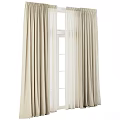Striped linen curtains with tulle 3d model