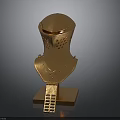Medieval Golden Helmet With Metallic Armor Design And Display Stand