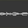 Sci Fi Weapon 3D Model with Mechanical Parts and Grey Reflective Background