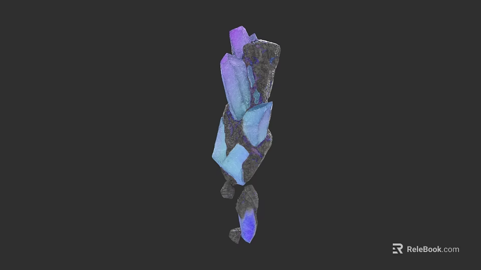 Natural Wood and Stone Material With Purple Blue Crystals And Textured Surface 3d model 