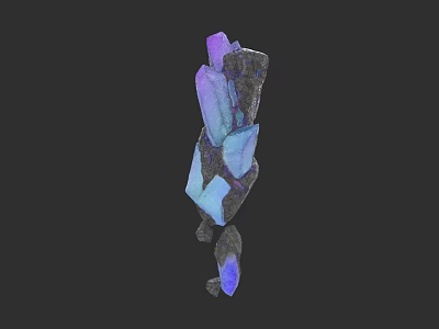 Natural Wood and Stone Material With Purple Blue Crystals And Textured Surface 3d model