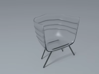 Modern Clear Accent Chair With Elegant Streamlined Design And Slim Metal Legs 3d model