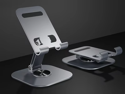 Silver Metal Phone Stand With Adjustable Angle Sturdy Base And Modern Design 3d model