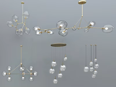 Light Luxury Chandelier Metal Chandelier Combination Multi-head Chandelier Bulb Chandelier 3d model