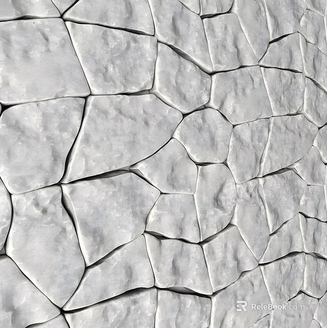 Natural Gray Textured Wall Surface With Irregular Cracked Stone Pattern Design 3d model