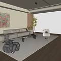Cream wind sofa coffee table combination cream sofa coffee table combination 3d model