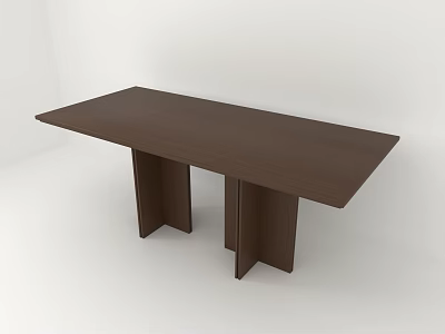 Modern Brown Rectangular Dining Table With Unique Supportive Legs For Contemporary Home Interior 3d model