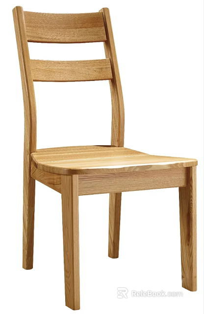 Minimalist Wooden Dining Chair With Curved Backrest And Smooth Seat Surface Design 3d model 