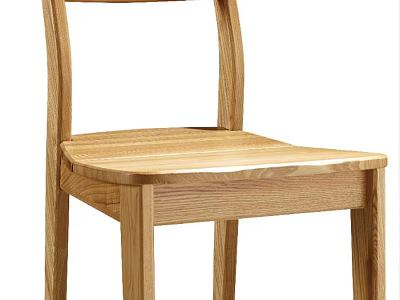 Minimalist Wooden Dining Chair With Curved Backrest And Smooth Seat Surface Design 3d model