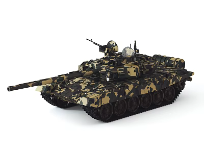 Modern Military Tank With Camouflage Pattern Long Barrel And Tracks Design 3d model