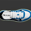 White Blue Black Casual Sneakers With White Laces And Side Triangle Logo