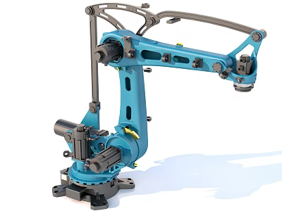 Industrial Robotic Arm Equipment With Blue Mechanical Structure And Automated Joints 3d model