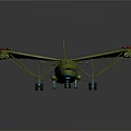 Green Military Airplane With Number 15 Twin Engines Landing Gear And Red Star