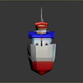 Colorful Cartoon Style Model Ship With Red Blue White Hull And Orange Deck